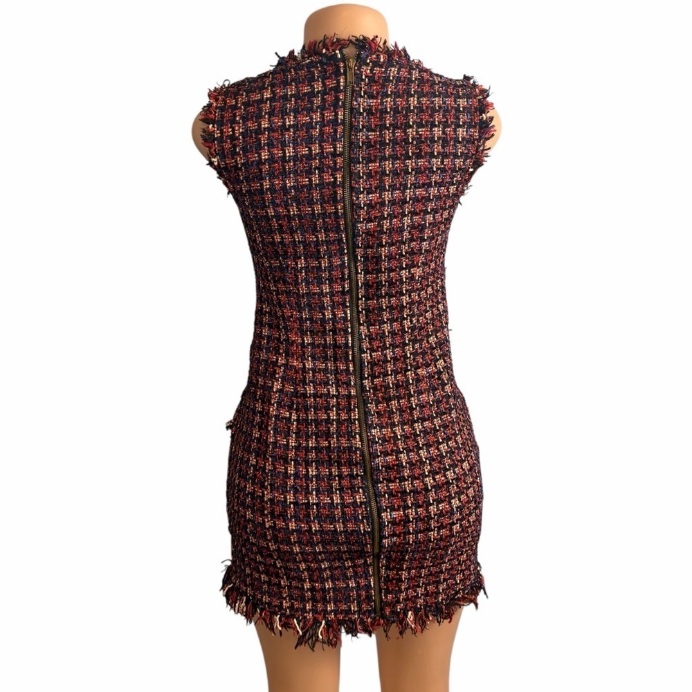 Fate Burgundy & Black Tweed Mini Dress - Picture 10 of 12